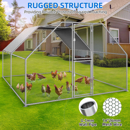 2025 Cercado para gallinas Dextrus 40 x 30 x 2 m – gran gallinero metálico en forma de flecha, con acceso a la perrera, jaula para aves exterior con cubierta impermeable y malla, para jardín y espacios exteriores.