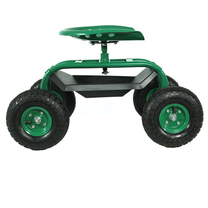 2025 Carrito de Jardín Rodante Sunnydaze con Asiento Giratorio de 360 Grados y Bandeja para Herramientas