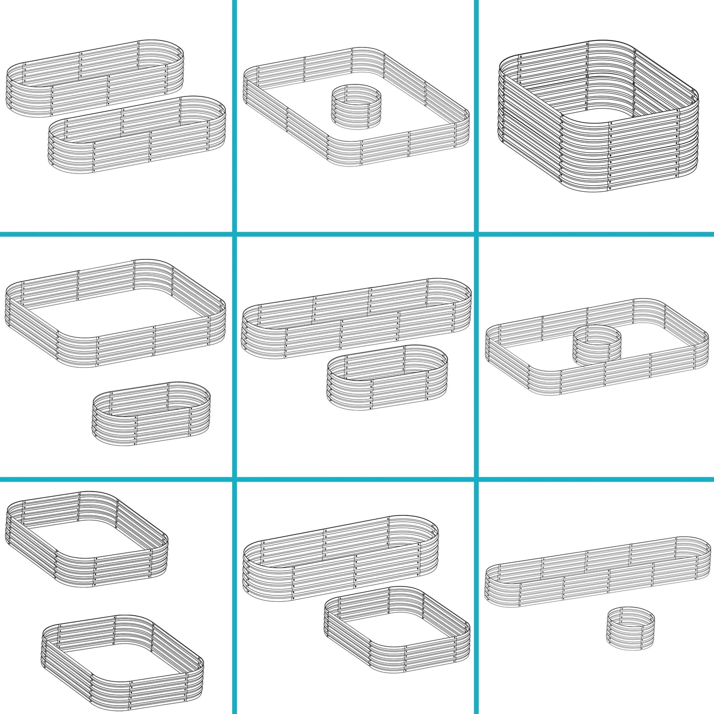 2025 Cama Elevada Apilable de Acero Galvalume Sunnydaze en Forma Ovalada de 200 cm