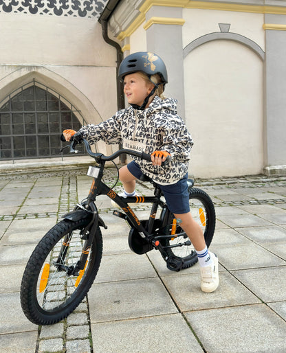 2025 Bicicleta Infantil de 18 Pulgadas, Negro Mate y Naranja, desde 5 Años