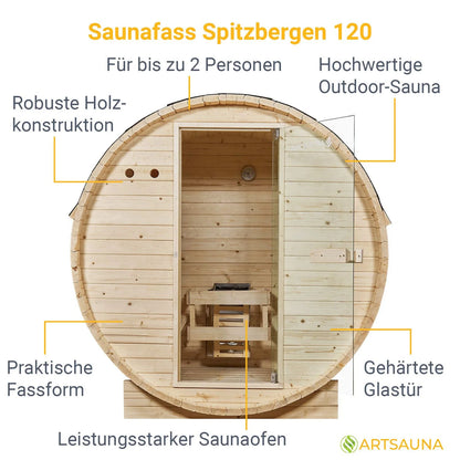 2025 Sauna barril Spitzbergen con estufa de sauna