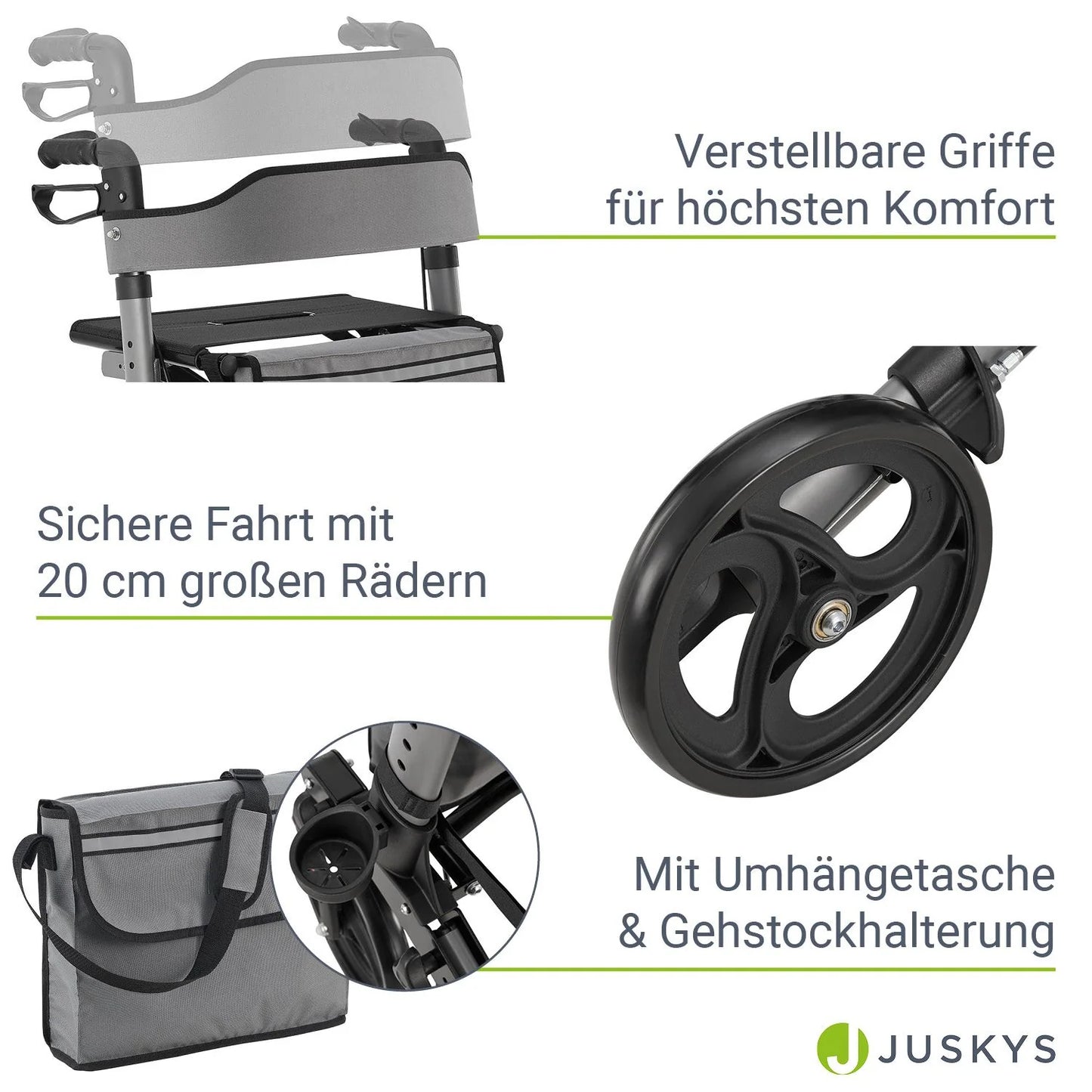2025 Andador de aluminio Vital con asiento – Ligero, plegable y seguro