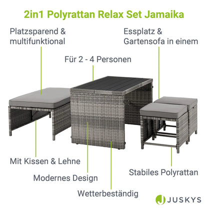 2025 Salón de jardín 2 en 1 de ratán sintético Jamaika – Modular, compacto y elegante