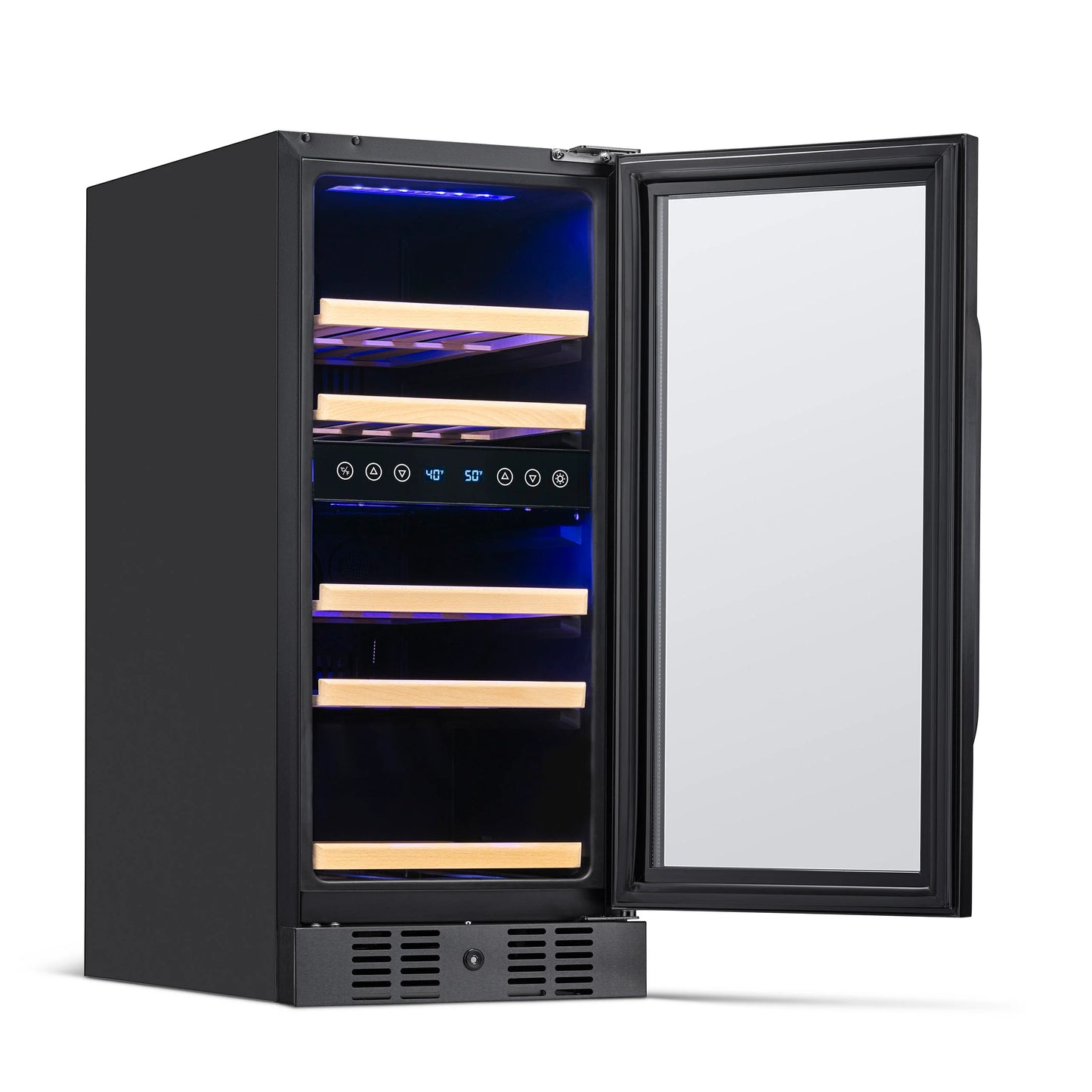 2025 Newair® Refrigerador de Vinos Empotrable Negro – 29 Botellas – 14,8" Doble Zona
