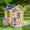 TIMBELA M570Z-1 Casa de Madera para Niños, Casita Infantil Exterior 111x113xA121 cm, Casitas Infantiles Jardin, Casa Juguete Niños, Caseta Infantil (Tetto-Colore Verde)