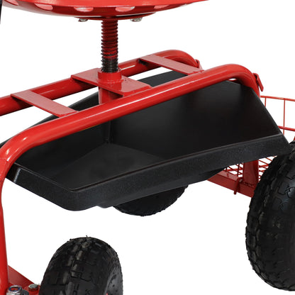 2025 Carrito de Jardín Rodante Sunnydaze con Asiento Giratorio, Manillar y Cesta