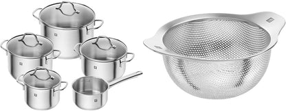 ZWILLING Juego de ollas Flow, 4 tapas, aptas para inducción, acero inoxidable, 5-teilig