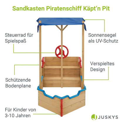 2025 Caja de arena Käpt’n Pit - Barco pirata de madera