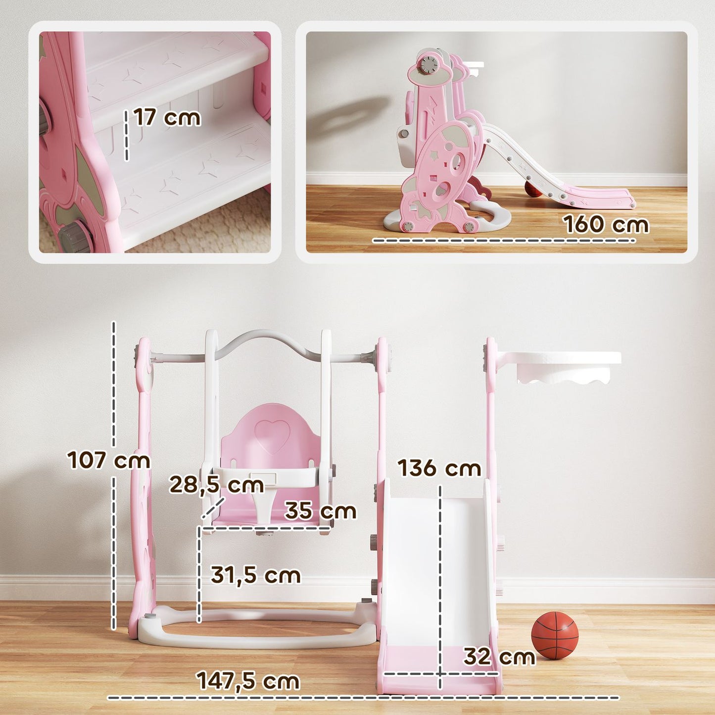 Tobogán Infantil 4 En 1 Con Columpio Y Tobogán Multicolor Aiyaplay