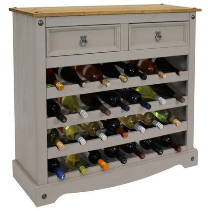 2025 Mesa estante para vino de pino macizo Sunnydaze – 28 botellas, gris, 88 cm