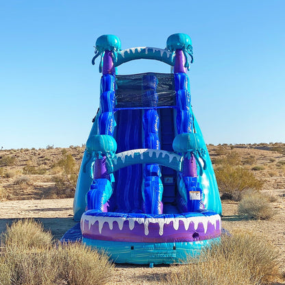 2025 JumpOrange Resbaladilla Acuática Inflable Comercial Eléctrica con Piscina Splash | Para Adultos y Niños | Incluye Soplador, Estacas y Bolsa de Almacenamiento | 19 Pies de Altura x 36 Pies de Largo x 15 Pies de Ancho