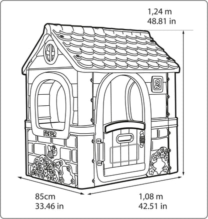 Feber - Fantasy House, Casita Infantil de Juegos con Puerta Abatible, Jugar al Aire Libre o en Casa, Resistente y de Fácil Montaje, para Niños de 2 a 6 años, Famosa (800010237), Versión previa