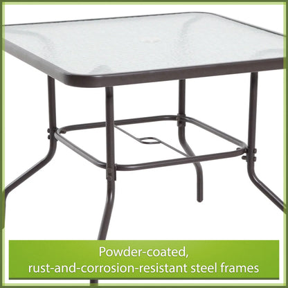 2025 Juego de comedor exterior Mainstays Albany Lane de 6 piezas con sombrilla, acero, rojo