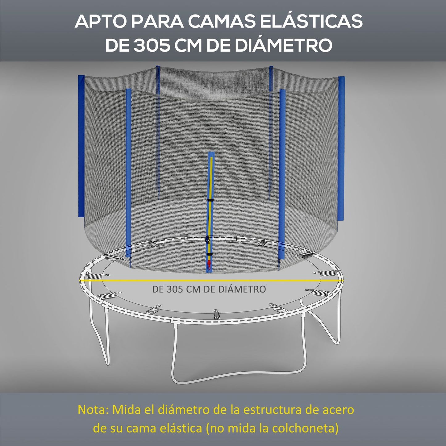 Red De Seguridad Para Cama Elástica Sportnow Pe, Ø244x180 Cm, Azul