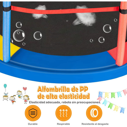 Cama Elástica Para Niños Con Red De Seguridad Y Almohadilla Para Muelles Costway 165 X 165 X 161cm Coloreado