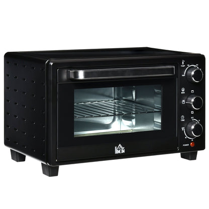 Horno Eléctrico De Sobremesa De Metal Y Vidrio Templado Homcom Negro