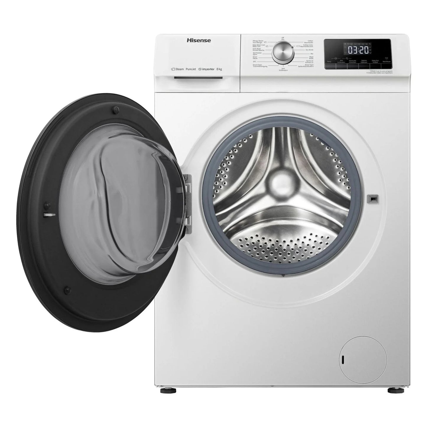 2025 Lavadora Hisense WFQA8014EVJM de carga frontal, 8 kg, 1400 rpm, color blanco