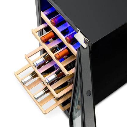 2025 Newair® Refrigerador de Vinos Empotrable Negro – 29 Botellas – 14,8" Doble Zona
