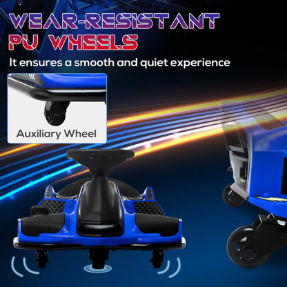 2025 Kart eléctrico Aosom 12 V con arranque progresivo, música y luces, azul.
