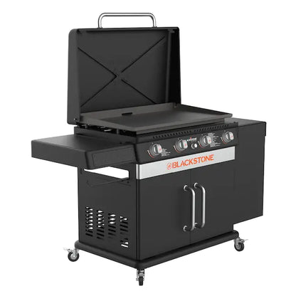Mesa de Cocina Blackstone de 36" con Parrilla Plana, Parrilla de Gas Propano con 4 Quemadores y Mesa Lateral