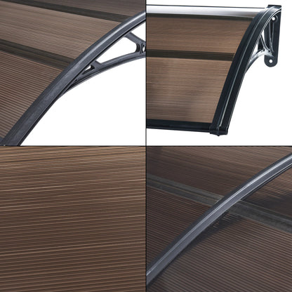2025 Marquesina de diseño para puerta de entrada, marquesina de bienvenida resistente a la intemperie 200 x 100 cm, negro y marrón