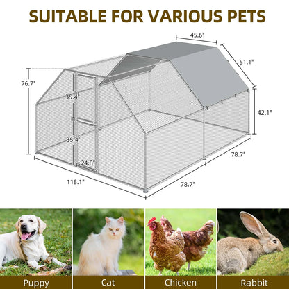 2025 Cercado para gallinas Dextrus 40 x 30 x 2 m – gran gallinero metálico en forma de flecha, con acceso a la perrera, jaula para aves exterior con cubierta impermeable y malla, para jardín y espacios exteriores.