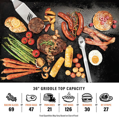 2025 Blackstone 2310 Griddle Omnivore de 36" Forjada en Hierro – Acero Recubierto con Polvo y Tapa Reforzada, Acabado Negro