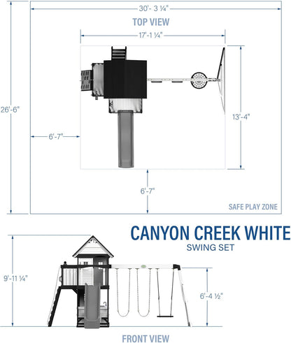 2025 Backyard Discovery Canyon Creek Set de Juego Exterior en Madera de Cedro con Tobogán, Casa en el Árbol, Columpios y Pared de Escalada