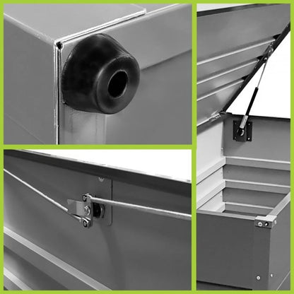 2025 Cofre de jardín de metal – 400 L – Caja de almacenamiento con tapa