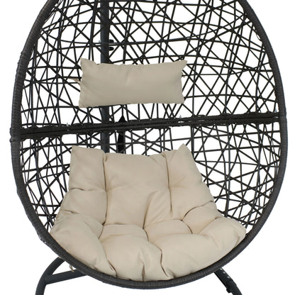 2025 Silla Colgante Sunnydaze Caroline en Forma de Huevo con Estructura de Acero y Cojín