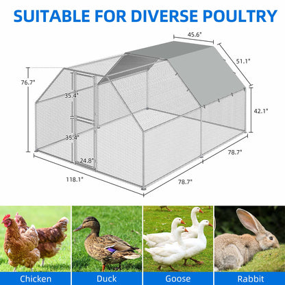 2025 Cercado para gallinas Dextrus 40 x 30 x 2 m – gran gallinero metálico en forma de flecha, con acceso a la perrera, jaula para aves exterior con cubierta impermeable y malla, para jardín y espacios exteriores.