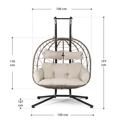 2025 Sillón colgante doble de resina trenzada Aria