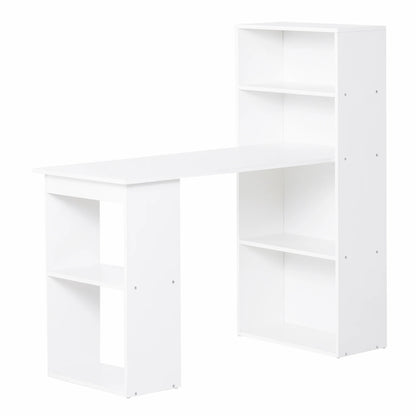 Escritorio de Ordenador Moderno de 120 cm con Estantería, Mesa de Estudio y Estación de Trabajo con 6 Estantes, Blanco