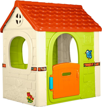 Feber - Fantasy House, Casita Infantil de Juegos con Puerta Abatible, Jugar al Aire Libre o en Casa, Resistente y de Fácil Montaje, para Niños de 2 a 6 años, Famosa (800010237), Versión previa