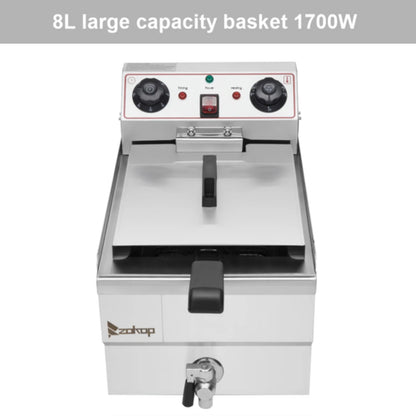 Freidora eléctrica de 8,5 L (capacidad total: 8,5 cuartos de galón/8 L) y 12,5 cuartos de galón/11,8 L (grifo de acero inoxidable) - 1700 W máx. (Freidora grande azul con mango ancho)