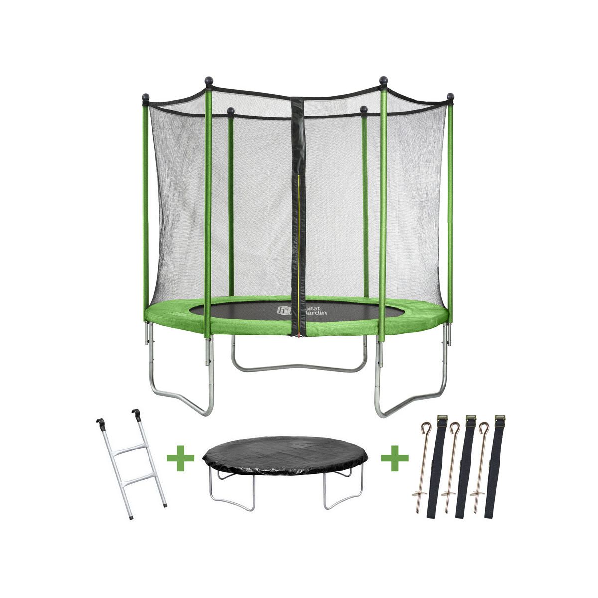 Cama Elástica Yoopi  - Ø 3.05 M - Con Red + Escalera + Cubierta De Protección + Kit De Anclaje