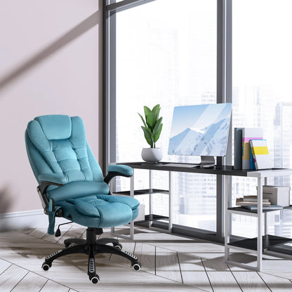 Silla de Oficina Ergonómica con Masaje de 6 Puntos y Calefacción en la Espalda, Tela Tipo Terciopelo, Azul