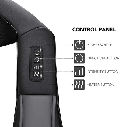 2025 Naipo MGS-801 – Masajeador Shiatsu 3D para Espalda y Cuello con Calor, Masaje Profundo de Amasamiento para Espalda, Hombros, Pies y Piernas (Gris)