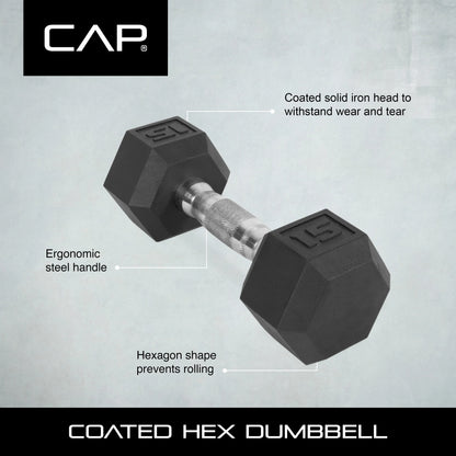 2025 (Pack de 2) Pesas hexagonales CAP Barbell de 60 lb con recubrimiento individual