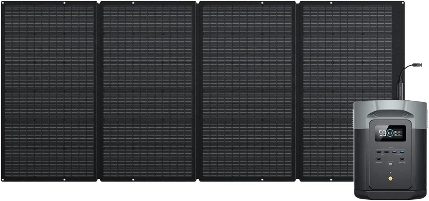 EcoFlow DELTA 2 Max Portable Power Station, 2048Wh, 3000 AC Cycles LFP Battery 80% Charge in 53mins, Power Up to 3100W Quiet Solar Generator for Home/Caravan/Camping