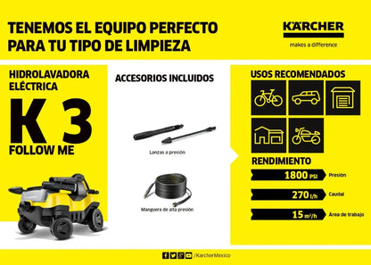 2025 Hidrolimpiadora Kärcher K3 Follow Me - Compacta, móvil y de alto rendimiento