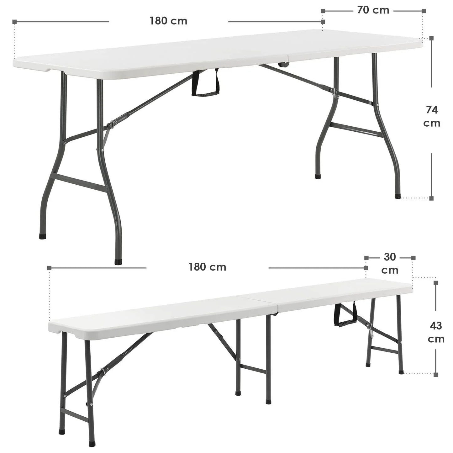 2025 Conjunto de mobiliario plegable para fiestas Bayreuth 180x70x74 cm