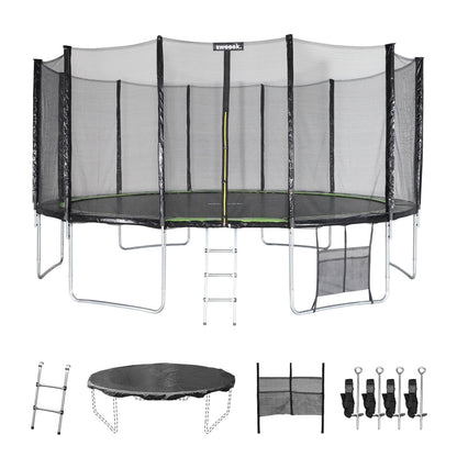 Cama Elástica Con Pack De Accesorios, 490cm, Verde