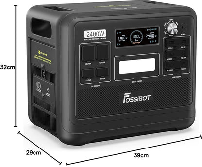FOSSiBOT F2400 Generator solarny, 2048 Wh LiFePO4 akumulator zapasowy z wyjściami 24000 W AC (4600 W Peak)