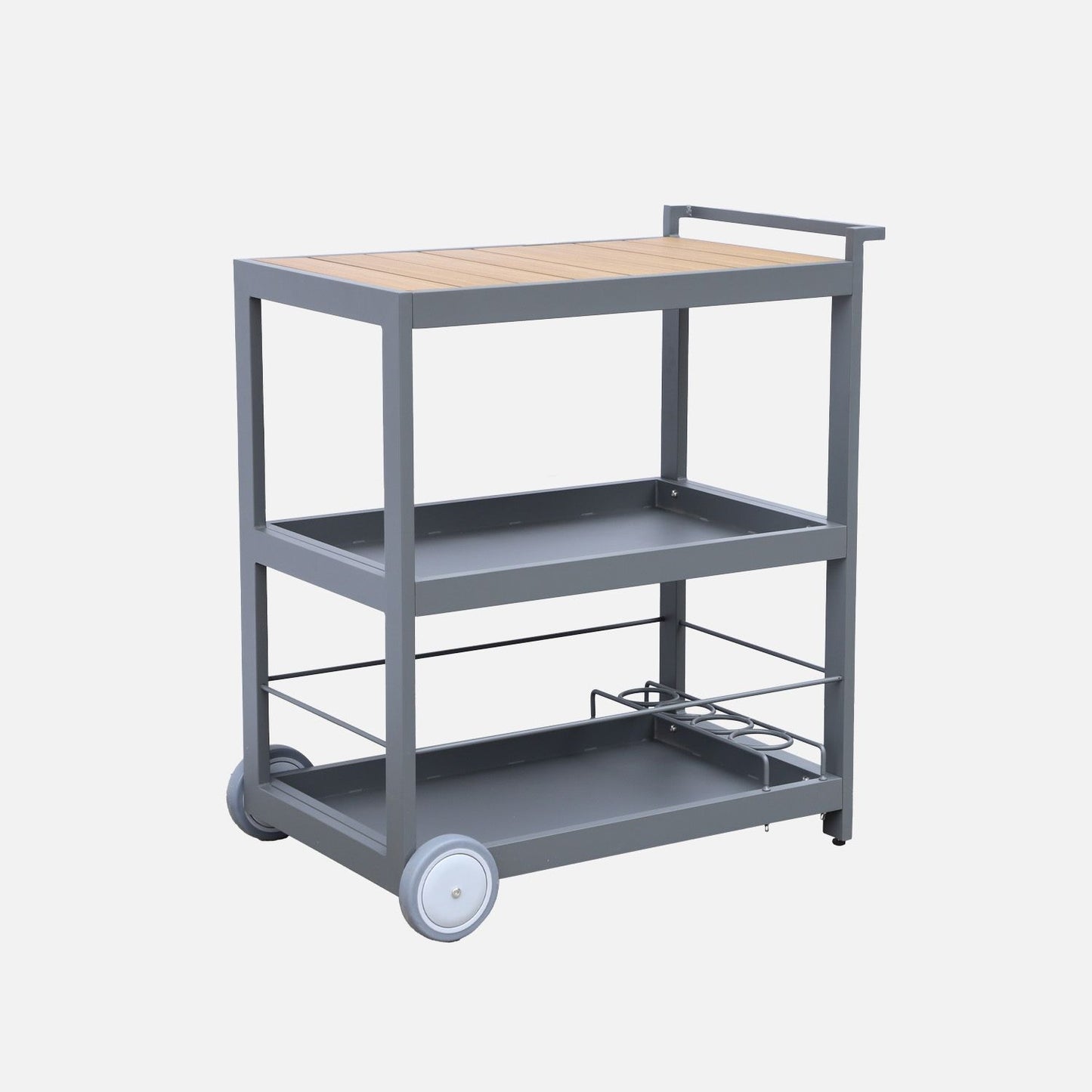 Mesa Exterior De Aluminio Con Ruedas Y Asa, 84cm, Antracita