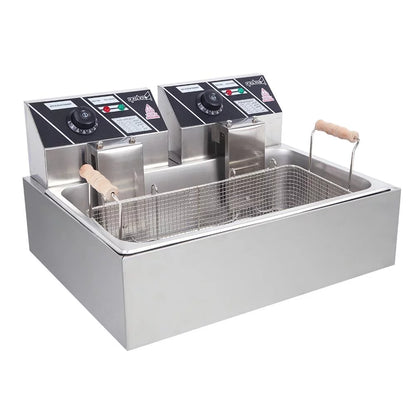 Freidora Winado para uso comercial y doméstico en acero inoxidable con capacidad de 23,26 qt/22 l