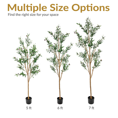 2025 Árbol de olivo artificial en maceta con hojas de seda de Sunnydaze