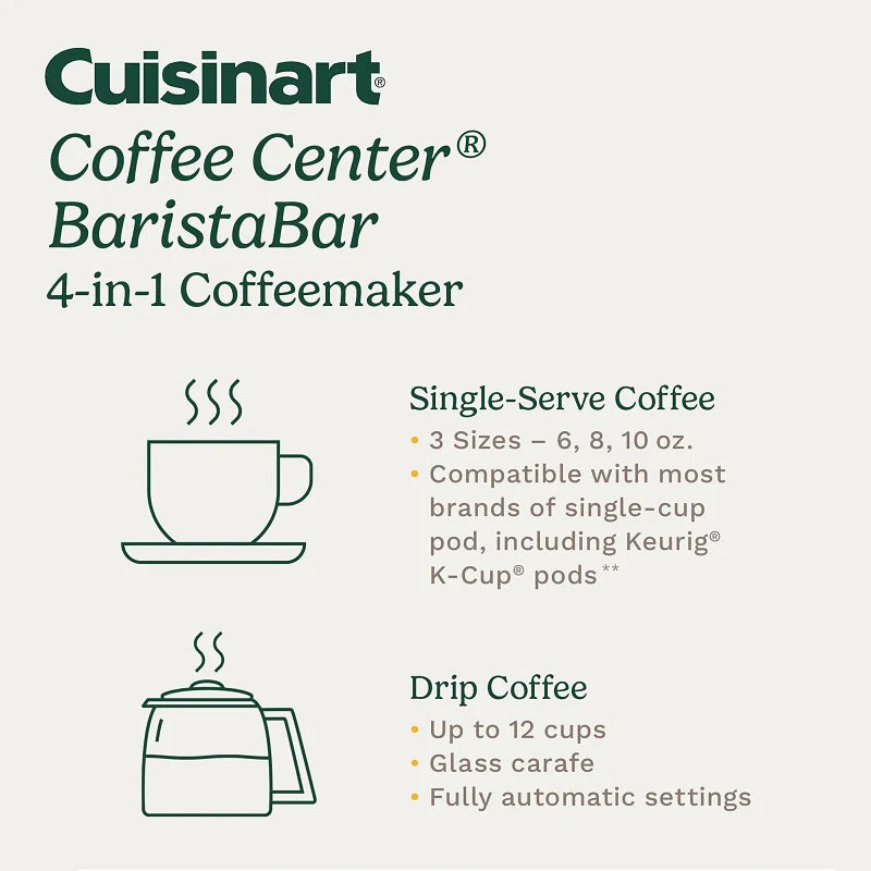 2025 Máquina de café Cuisinart Barista Bar 4 en 1