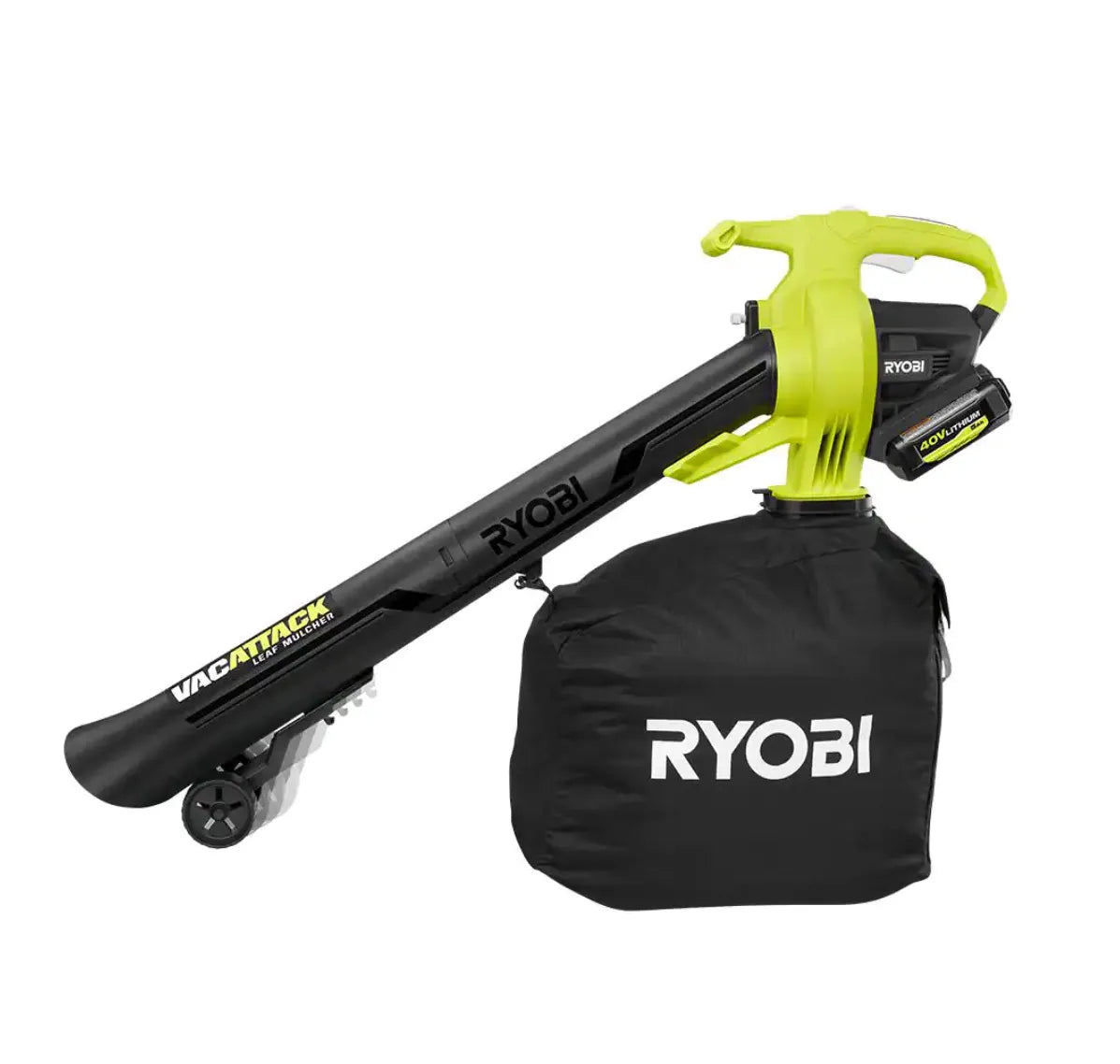 2025 RYOBI RY40451-2B 40V Vac Attack Aspiradora de Hojas Inalámbrica/Mulchadora con (2) Baterías de 5.0 Ah y (1) Cargador