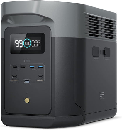 EcoFlow DELTA 2 Max Portable Power Station, 2048Wh, 3000 AC Cycles LFP Battery 80% Charge in 53mins, Power Up to 3100W Quiet Solar Generator for Home/Caravan/Camping